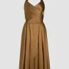 Halterneck midi dress in satin