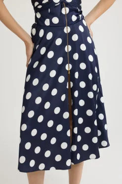 Halterneck midi dress in printed satin