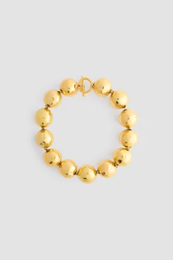 Hammered sphere necklace in gold-plated brass