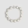 Hammered sphere necklace in silver-plated brass