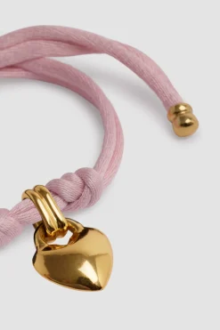 Heart bracelet in gold-plated brass and cotton