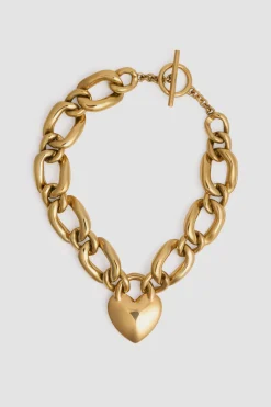 Heart chain necklace in gold-plated brass