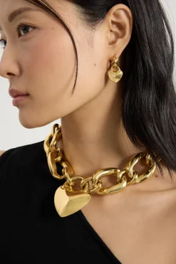 Heart chain necklace in gold-plated brass