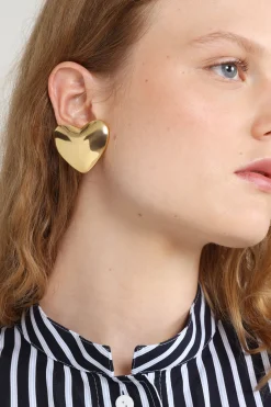 Heart clip-on earrings in gold-plated brass