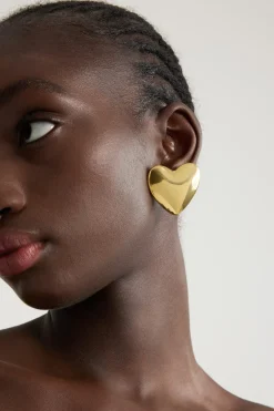 Heart earrings in gold-plated brass