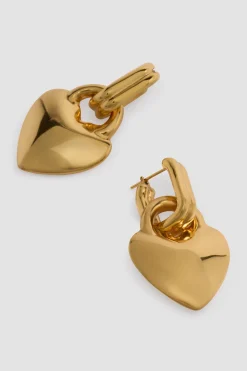 Heart hoop earrings in gold-plated brass