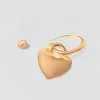Heart single hoop earring in gold-plated brass
