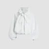 Iconic drawstring top in recycled faille