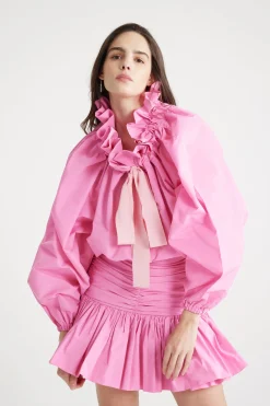 Iconic drawstring top in recycled faille