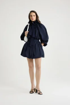 Iconic drawstring top in recycled faille