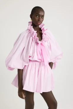 Iconic drawstring top in organic cotton poplin