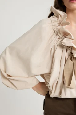 Iconic drawstring top in organic cotton poplin