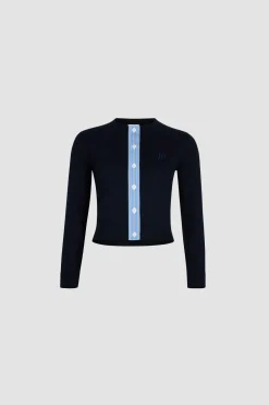 JP monogram embroidered cardigan in cotton