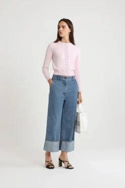 JP monogram embroidered cardigan in cotton
