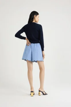 JP monogram embroidered cardigan in cotton
