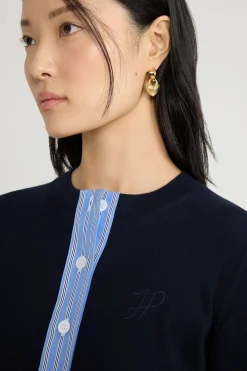 JP monogram embroidered cardigan in cotton