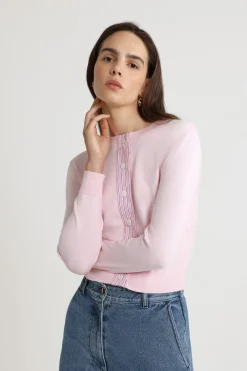 JP monogram embroidered cardigan in cotton