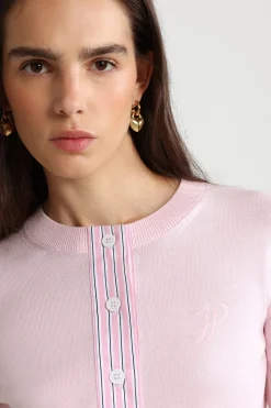 JP monogram embroidered cardigan in cotton