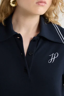 JP monogram embroidery mini polo dress in piqué organic cotton