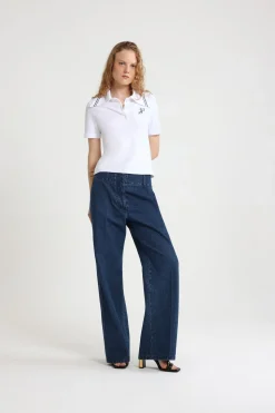 JP monogram embroidery polo shirt in piqué organic cotton
