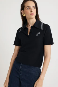 JP monogram embroidery polo shirt in piqué organic cotton