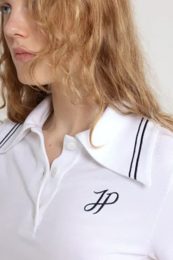 JP monogram embroidery polo shirt in piqué organic cotton