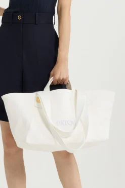 Large Patou logo trapeze tote in cotton canvas