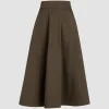 Long A-line skirt in organic cotton gabardine