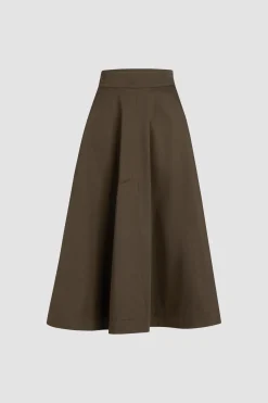 Long A-line skirt in organic cotton gabardine