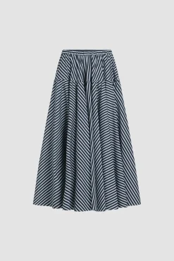 Long volume skirt in printed organic cotton poplin