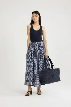 Long volume skirt in printed organic cotton poplin