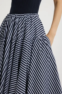 Long volume skirt in printed organic cotton poplin