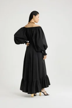 Maxi cocktail dress in recycled faille