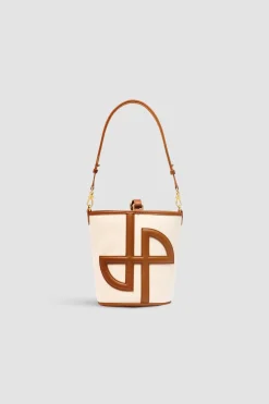 Medium JP bucket bag in leather and canvas