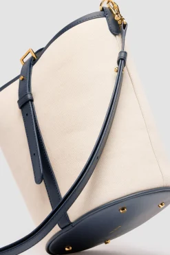 Medium JP bucket bag in leather and canvas