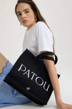 Medium Patou logo tote in cotton canvas