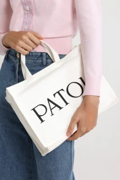 Medium Patou logo tote in cotton canvas