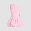 One-shoulder bubble mini dress in recycled ottoman faille