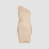 One-shoulder dress in stretch organic cotton