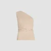 One-shoulder top in stretch organic cotton