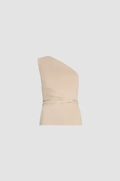 One-shoulder top in stretch organic cotton