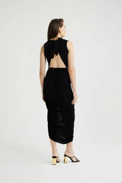 Open back dress in stretch jersey