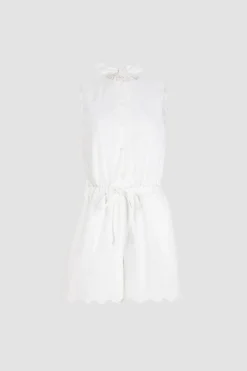 Open back playsuit in organic cotton poplin