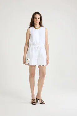 Open back playsuit in organic cotton poplin