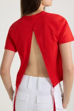 Open back t-shirt in organic cotton