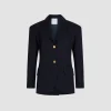 Oversized belted jacket in sustainable technical wool twill
