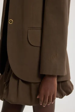 Oversized belted jacket in organic cotton gabardine