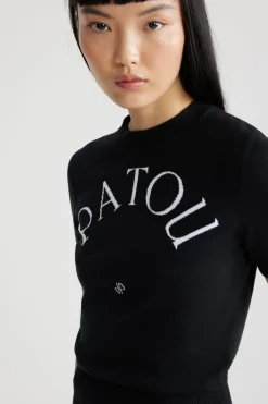 Patou jacquard knit top in eco-friendly cotton blend