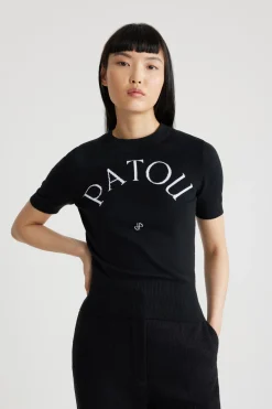 Patou jacquard knit top in eco-friendly cotton blend