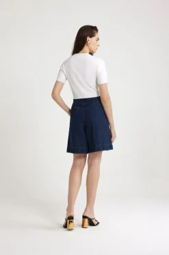 Patou logo jacquard cropped knit top in Merino wool blend